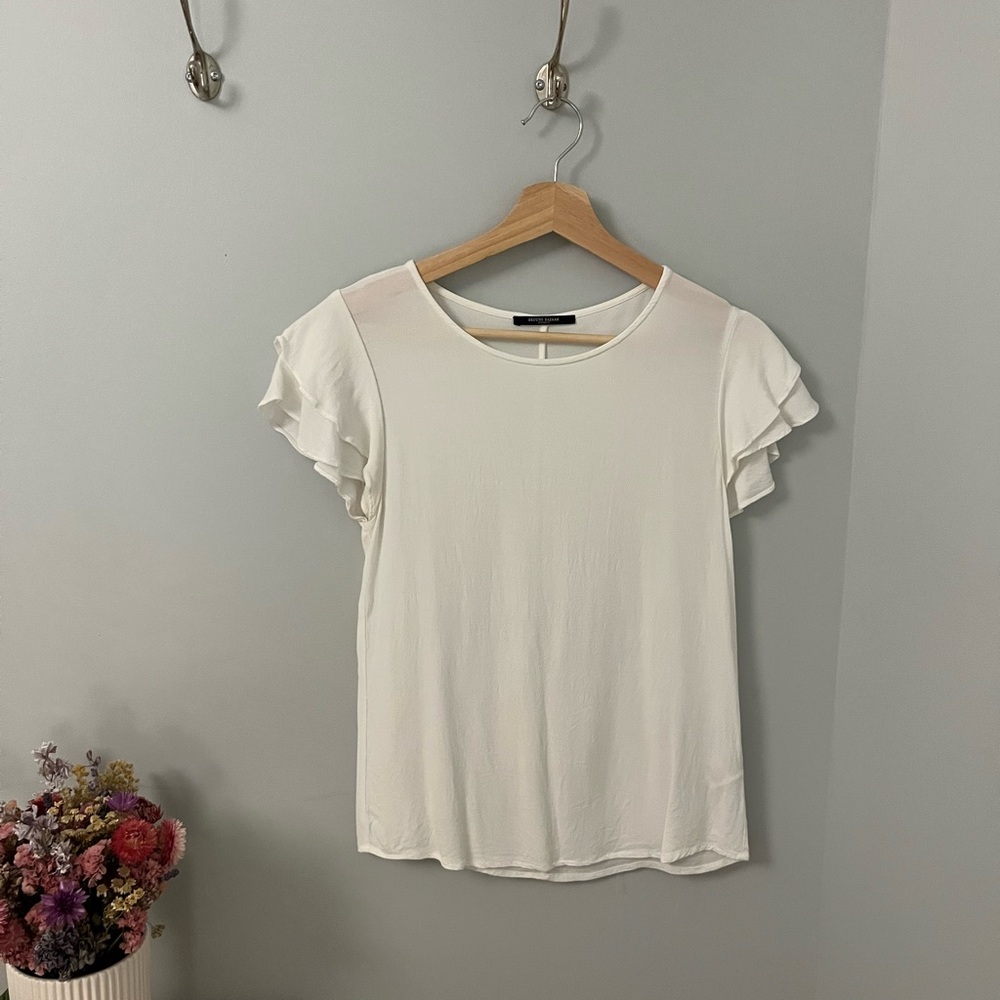 Bruuns Bazaar Elegant White Ruffle Sleeve Top